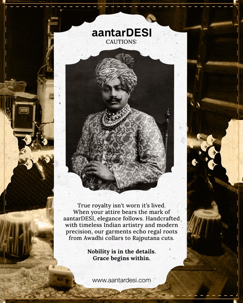 aantardesi_'s tweet photo. True royalty isn't about what you wear it's how you carry it.
Tradition meets timeless elegance. From Awadhi collars to Rajputana cuts, every stitch tells a story of nobility.

{Royal fashion, handcrafted attire, Indian heritage wear, ethnic elegance, Awadhi collars} https://t.co/xBCfK0v1BB