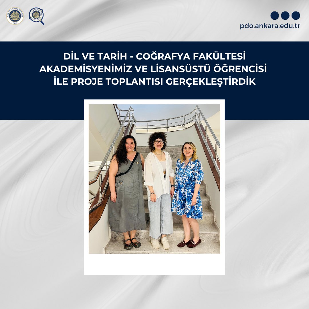 Dil ve Tarih Coğrafya Fakültemizin değerli akademisyenlerinden Dr. Öğr. Üyesi Gülben Salman ve doktora öğrencisi Cemre Su Kavalalı ile verimli ve son derece keyifli bir toplantı gerçekleştirdik.

Ziyaretleri için kendilerine teşekkür ederiz.

#AraştırmadaEnİyisiAnkaraÜniversitesi