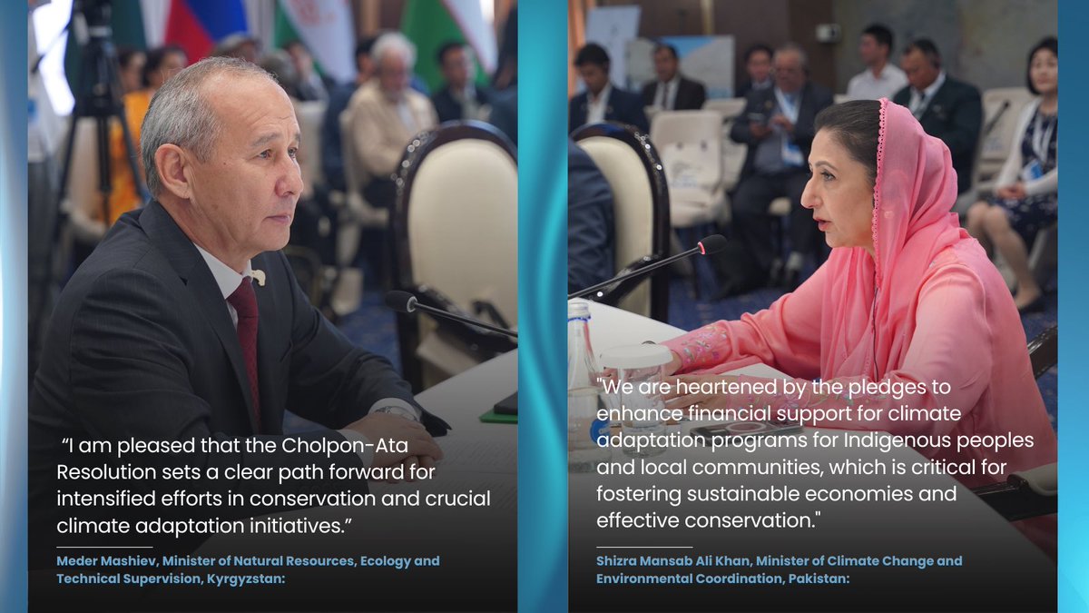 gslep_program's tweet image. Voices from Cholpon-Ata: United for Snow Leopards and Climate Action
Leaders affirm bold commitments to climate justice, local communities &amp;amp; mountain ecosystems. 🐾🌍 #GSLEP #SnowLeopard