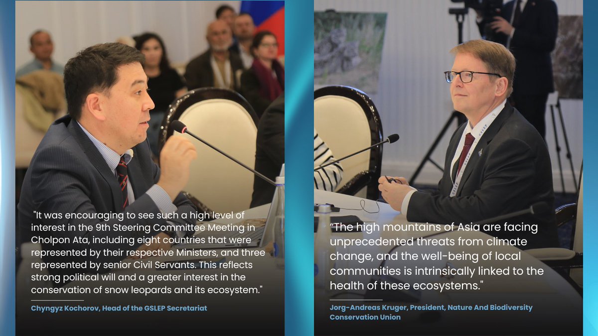 gslep_program's tweet image. Voices from Cholpon-Ata: United for Snow Leopards and Climate Action
Leaders affirm bold commitments to climate justice, local communities &amp;amp; mountain ecosystems. 🐾🌍 #GSLEP #SnowLeopard