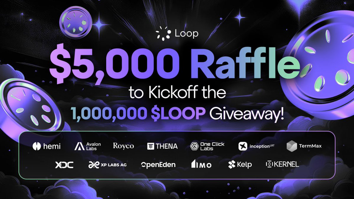 Join giveaway on <a href="/loopfixyz/">Loop</a>! 🎉 Win a share of 1M $LOOP + 5K $USDT! 🤑 Only 1110 winners, no deadline! 

👉 Register: giveaway.loopfi.xyz/?kid=368MW5
✅ Submit email &amp; EVM wallet, complete social tasks!

Don’t miss out, fam! 💪 #Airdrop #Giveaway