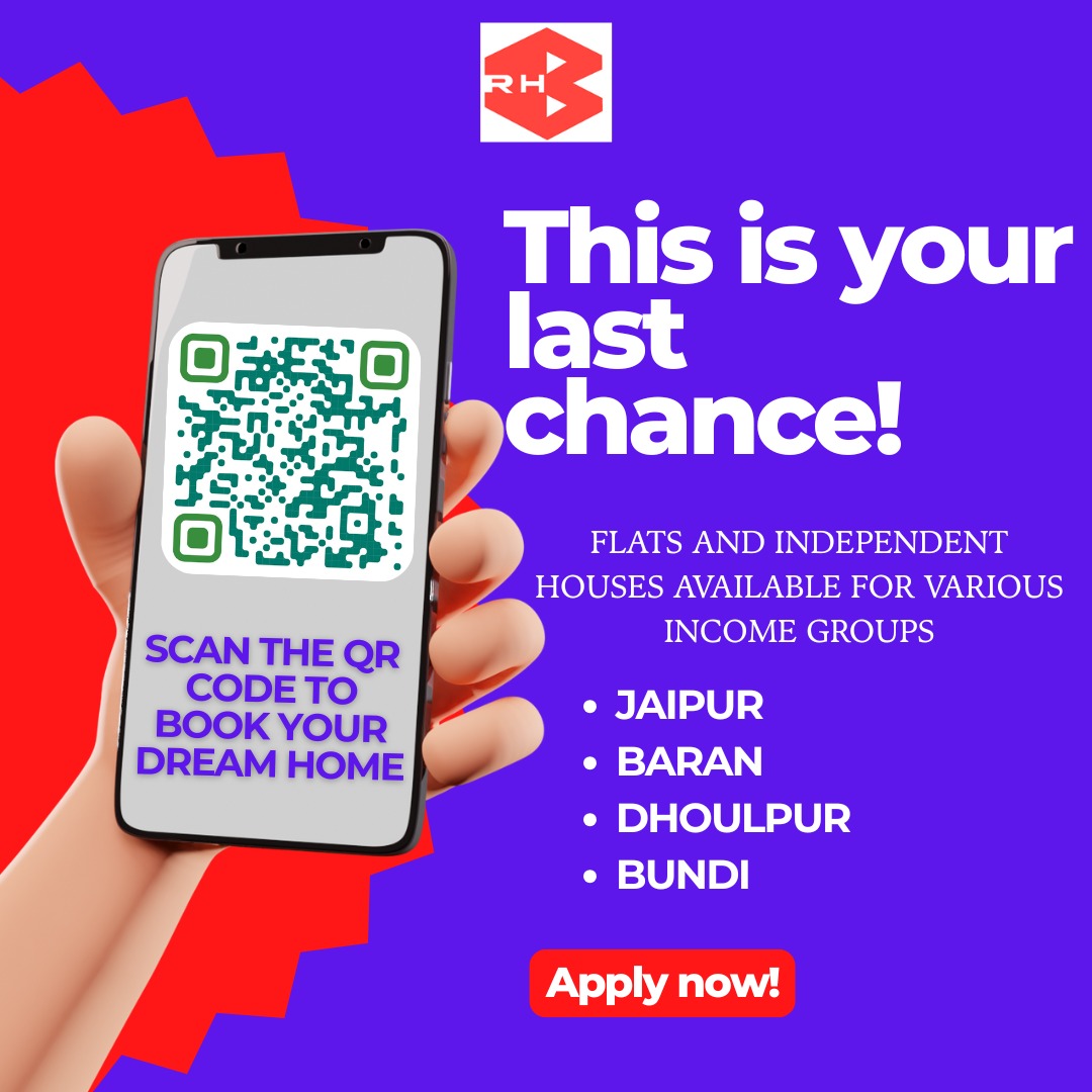 🏠 Last Chance Alert!
Today is your final opportunity to book your dream home with Rajasthan Housing Board!
Flats &amp; independent houses available for various income groups.
✅ Affordable &amp; Reliable

Book NOW before it’s too late!
🔗 rhb.rajasthan.gov.in
#teamrhb #DreamHome