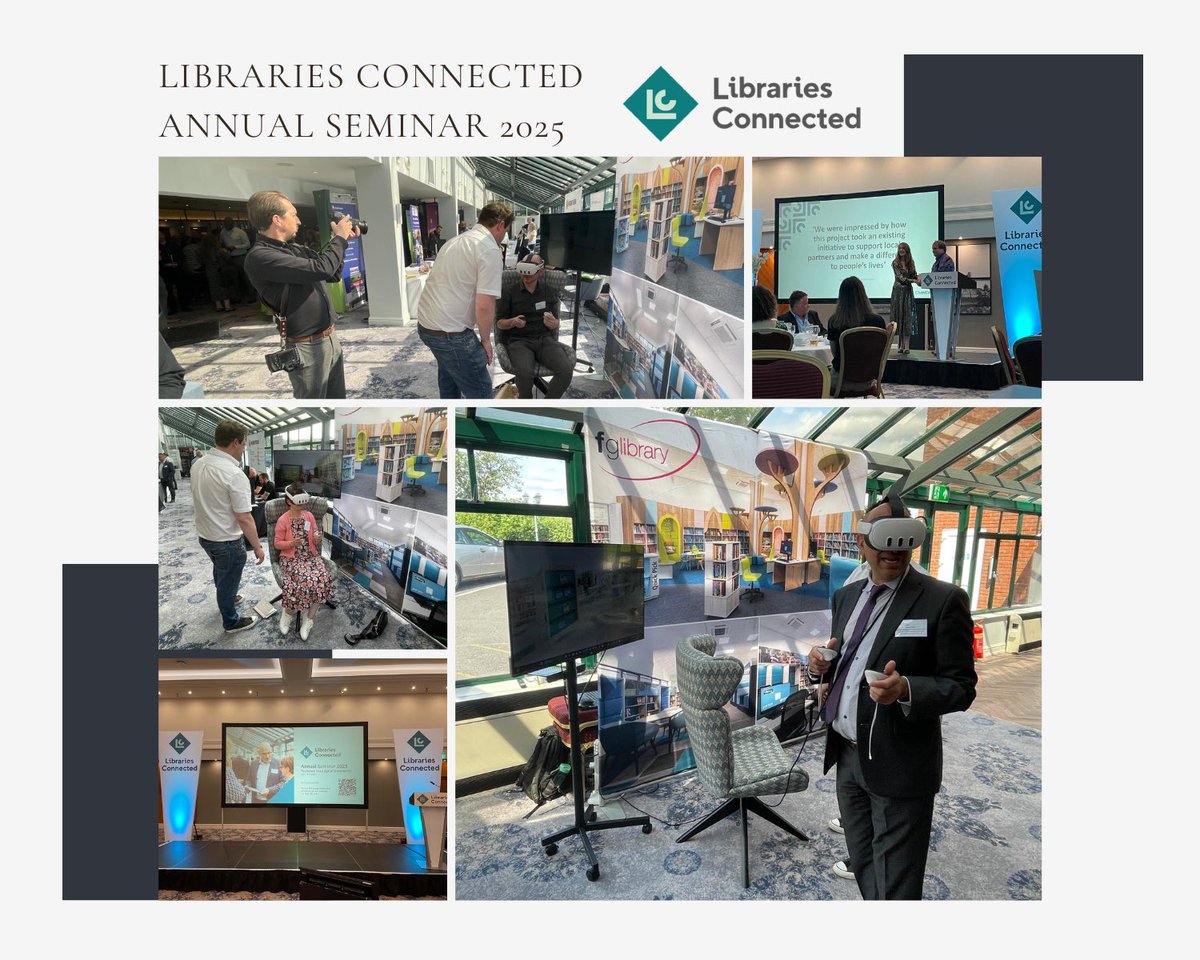 fg_library's tweet image. Day 2 at #LCSeminar25! 📚🎮

We’re back with our immersive VR library design experience, see how tech can support design, engage staff &amp;amp; develop inspiring spaces.

Big congrats to last night’s award winners! 🏆👏

Come say hi 👋

#LibraryDesign #LibrariesConnected @libsconnected