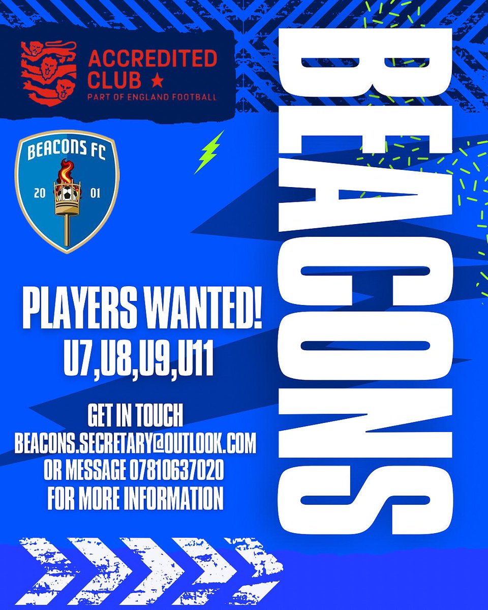 BeaconsFC's tweet image. Get in touch with Beacons now and find the right team for you this season! 💪