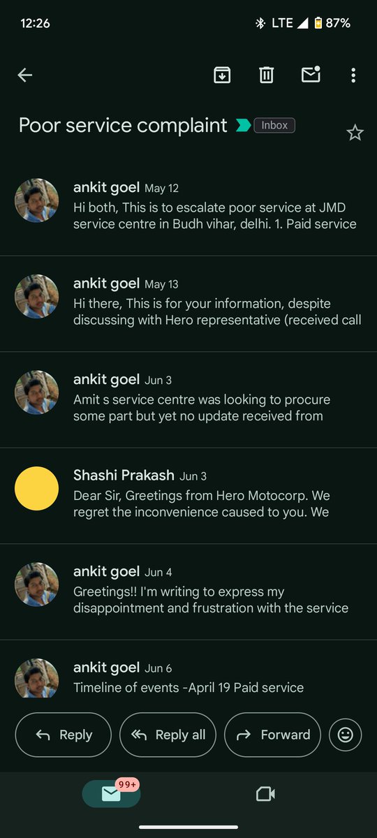 beingakg's tweet photo. @HeroMotoCorp service centre replaced wrong parts in paid service &amp; now asking for replace another part, raised with Sashi, following up.since may 12 but he is of no good..see attached ss. https://t.co/fw4Ac0u1Jl
