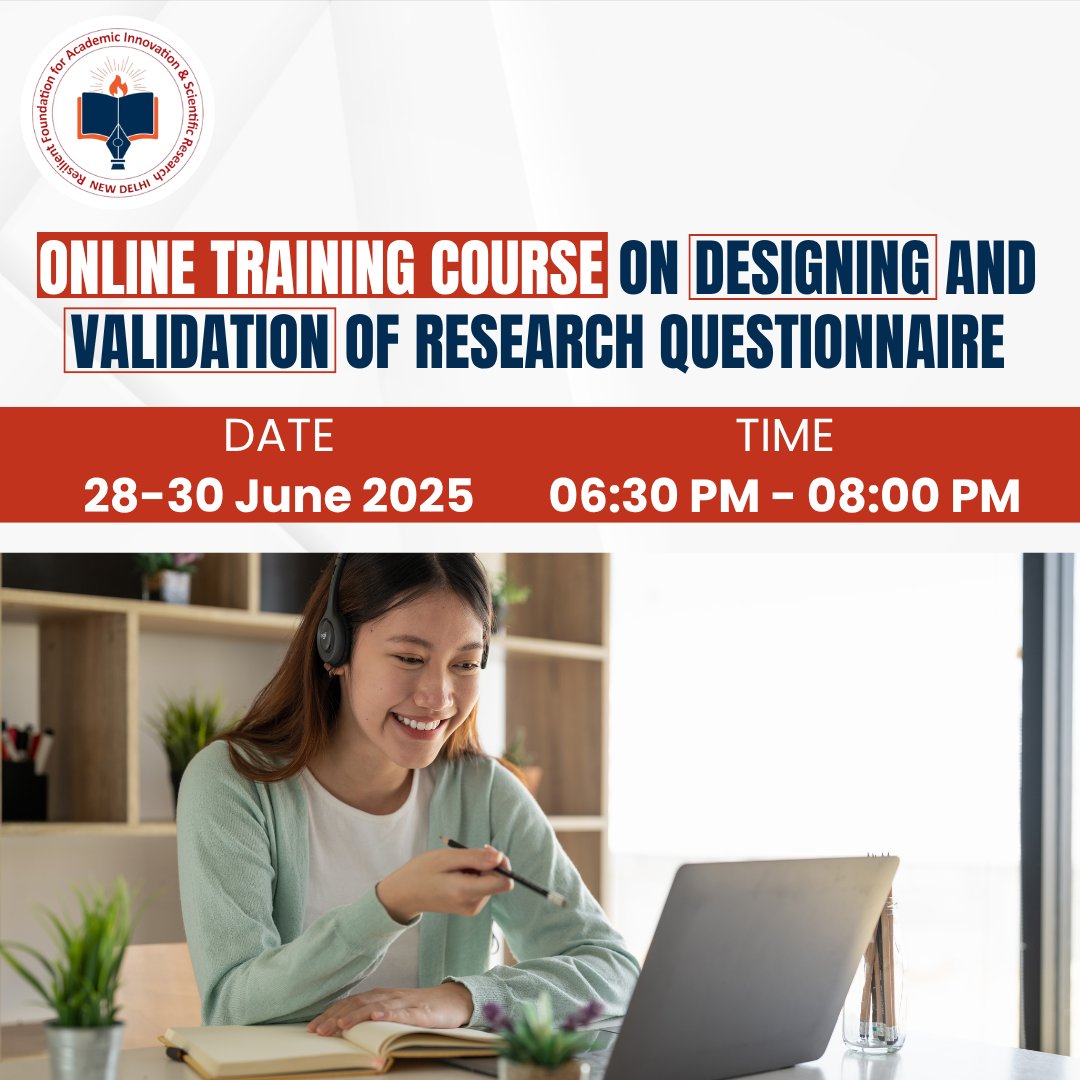 resilient_fdn's tweet image. Join our 3-day online course from June 28–30, 2025, and learn to design error-free and reliable research tools. Get expert guidance from Dr.

#ResearchTraining #QuestionnaireDesign #OnlineWorkshop #ResearchSkills #AcademicTraining #SurveyDesign #Ecertificate #ResilientFoundation