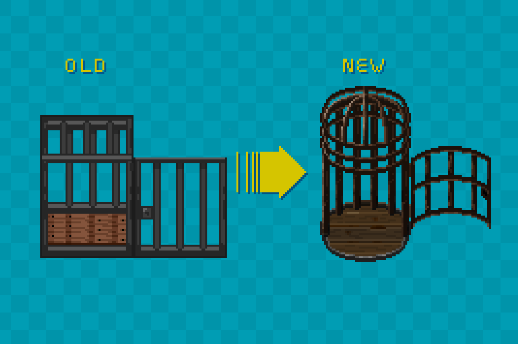 Improving a "medieval cage" for my rpgmaker Tileset:
#pixelart