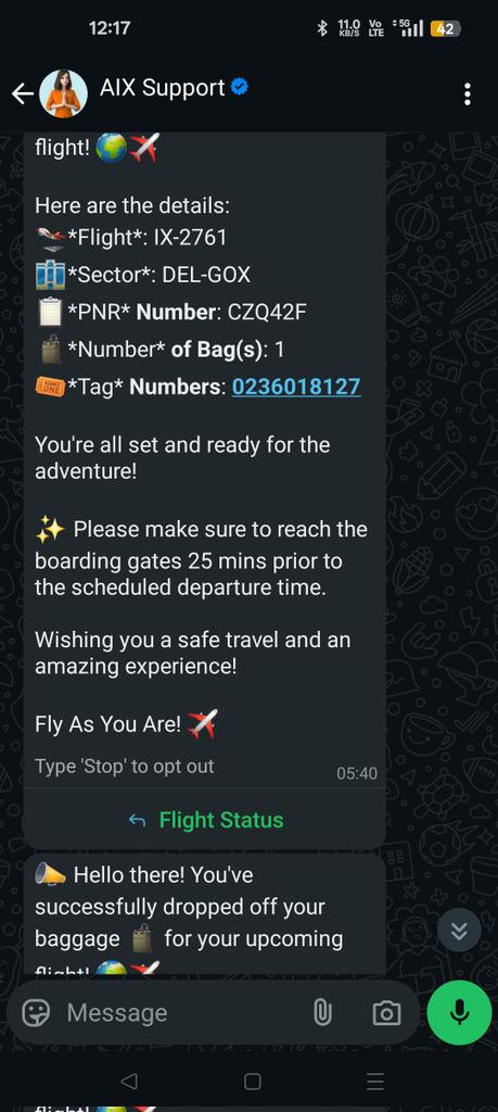SanjoliJai28055's tweet photo. Today we were travelling from Delhi to Goa by Air India express airlines from flight no IX2761. We checked in and the baggage was checked in and we received confirmation of baggage of both suitcases . 
@DelhiAirport @PMOIndia @goaairport @AirIndiaX @airindia @MopaAirport https://t.co/3L7ueeJyyx