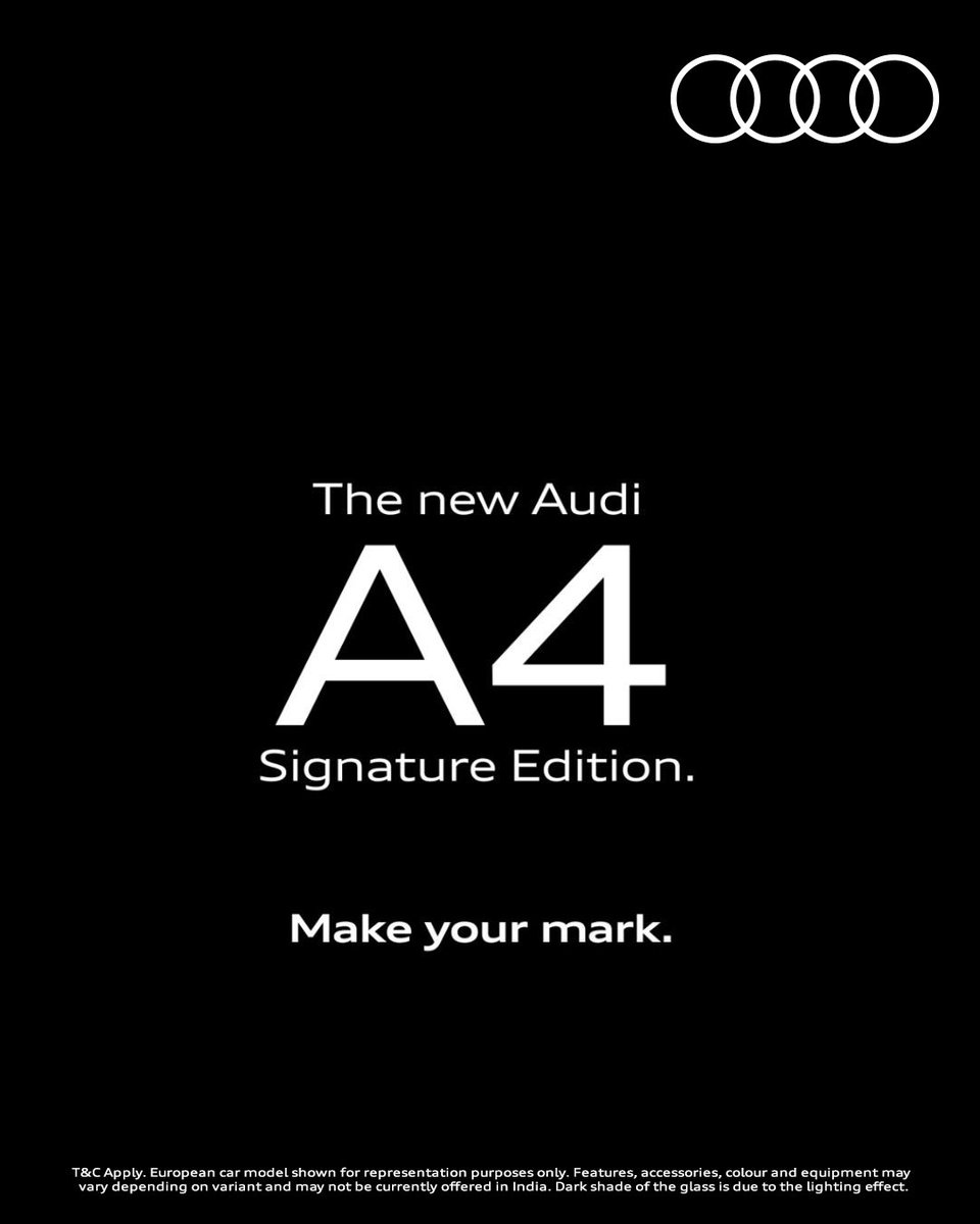 AudiIN's tweet image. Where precision meets presence.
The Audi A4 Signature Edition, designed to make every detail matter.

#AudiIndia #AudiA4 #SignatureEdition