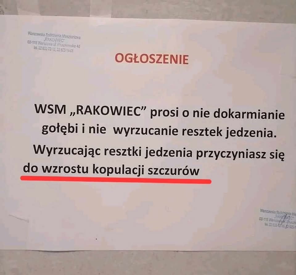 Osobne miejsce w moim serduszku zajmują wszelkie zarządy spółdzielni i wspólnot, które zamiast ogłaszać prosto starają się uczynić komunikat poważniejszym przez użycie mądrych słów ❤️
