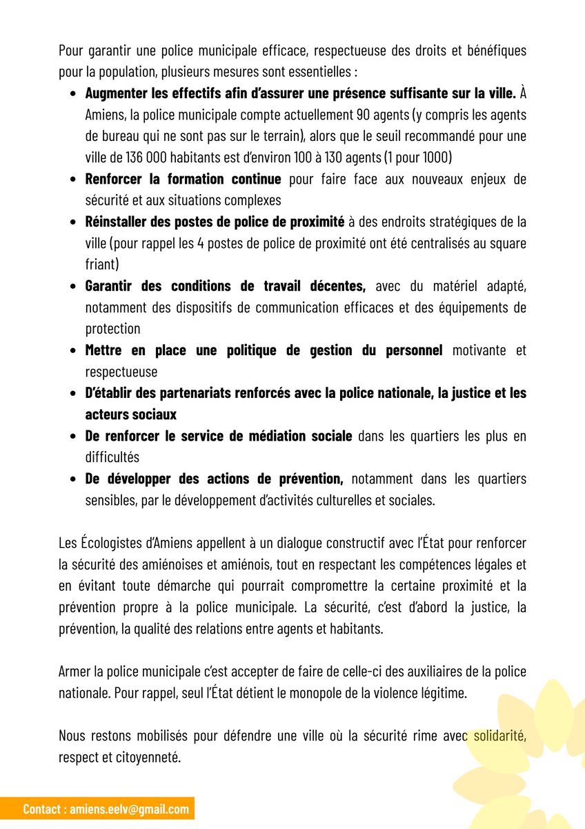 📣 Décision du Maire d’Amiens d’armer la police municipale ! La police #municipale ne doit pas se substituer aux missions de police #nationale 
Notre réaction en détail 👇🏼