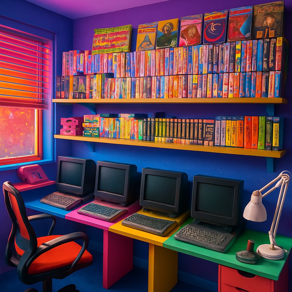 themsxlovers's tweet image. Decirle a la IA que transforme nuestro estudio MSX en algo más “llamativo” y aparece esta bazofia, se ha cargado los turbo R, los telarium,los sony .. Y todo lo bueno lo ha convertido en la habitación de “Alicia en el país de las maravillas “ que pena :.🤣🤣🤣