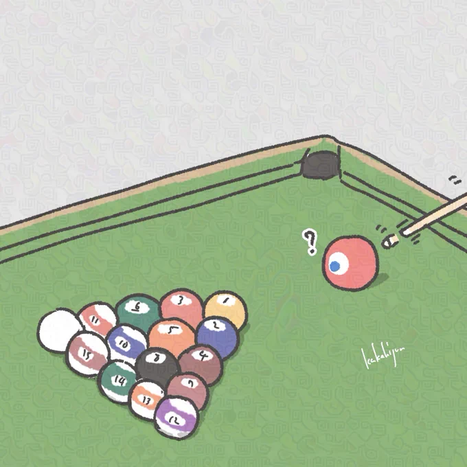 初めてビリヤードを見にきたコミャク
