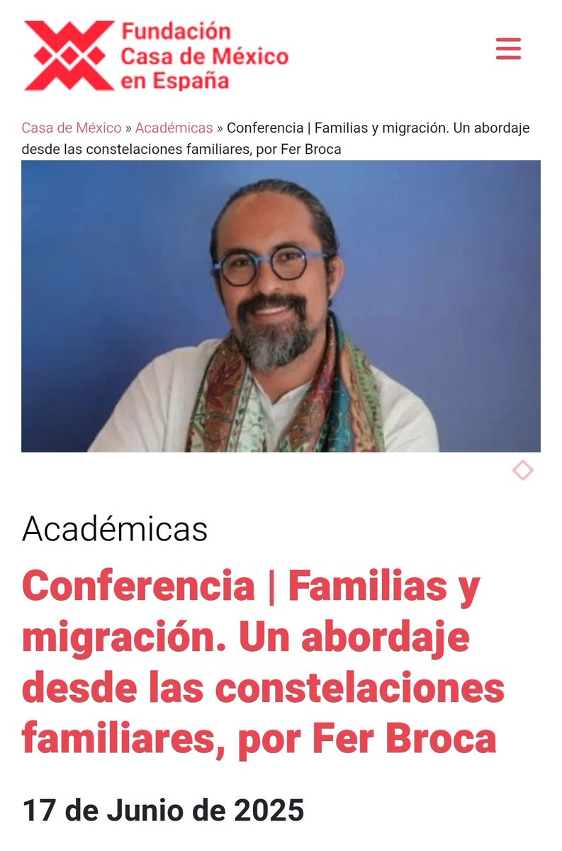 La <a href="/casademexicoesp/">Fundación Casa de México en España</a> divulga la pseudoterapia de las Constelaciones Familiares. Y lo hace de la mano de Fer Broca, "maestro espiritual, chamán, escritor y conferencista". Sin embargo, sus víctimas hablan de un gran manipulador. #AbroHilo 👇🏼
#StopPseudociencias #sectas 
<a href="/EmbaMexEsp/">Embajada de México en España</a>