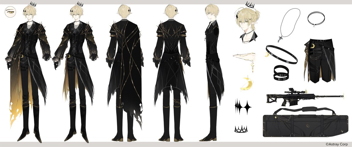 kiarenuwu's tweet photo. Kiaren’s Character Sheet 🖤🌙

โย่ะ เคียเร็น ฮาร์ทฮอลโล่ว เอลฟ์ดำประจำการ สวัสดียามบ่ายครับ  

ดีไซน์จากคุณ @_s_uhase หล่อเท่เกินไปม้ากๆๆๆๆ เครื่องประดับสวย ปืนเท่ตั้งแต่ปากกระบอกยันกล่องใส่ ทรงมัดผมนี่คือ💖🥺   

#KiarenAstray #Kiarenge #KiaRenaissance #KiarenAsset https://t.co/eajrTko8Fg