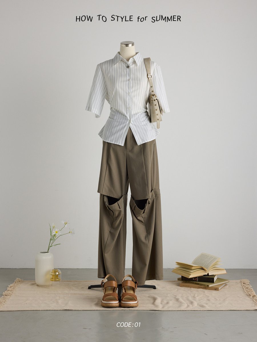 shelttervc's tweet photo. エッジの効いたパンツを使ったコーデ👖

爽やかな白シャツを合わせて、キレイめスタイリングに✨
インパクトがあるトップスでも、雰囲気がガラリと変わって可愛い💓 https://t.co/WdJRaZEIrb