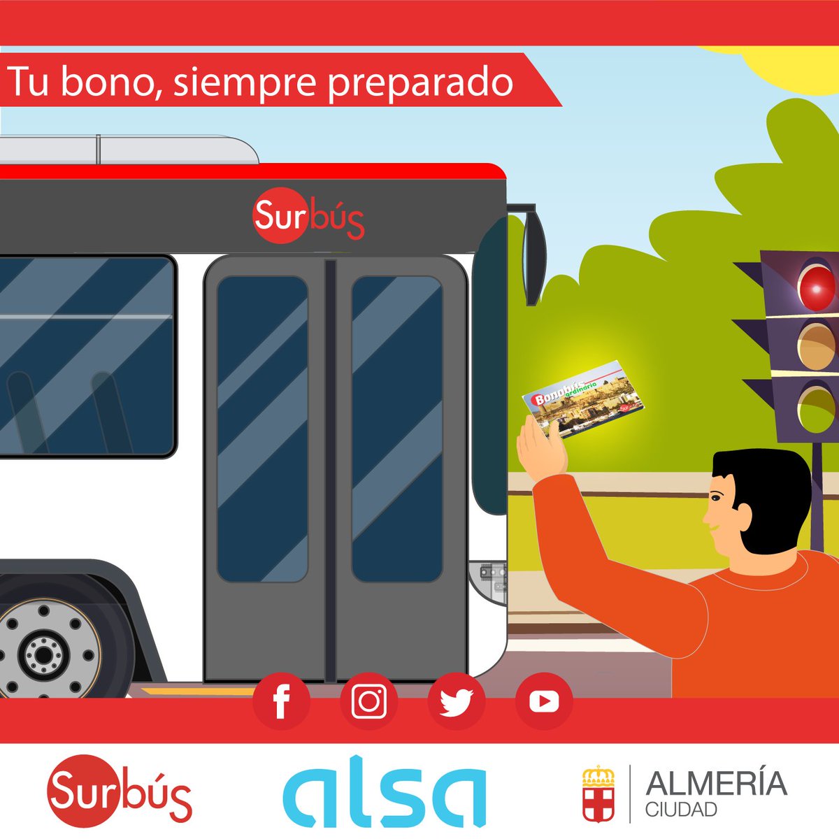 ¿Estás en la parada esperando el 🚌?
Gracias por llevar preparado tu bono o el importe exacto, antes de subir a él.
<a href="/aytoalm/">Ayuntamiento de Almería</a>  <a href="/Alsa_autobuses/">Alsa</a>  <a href="/ualestudiantes/">UAL Estudiantes</a>