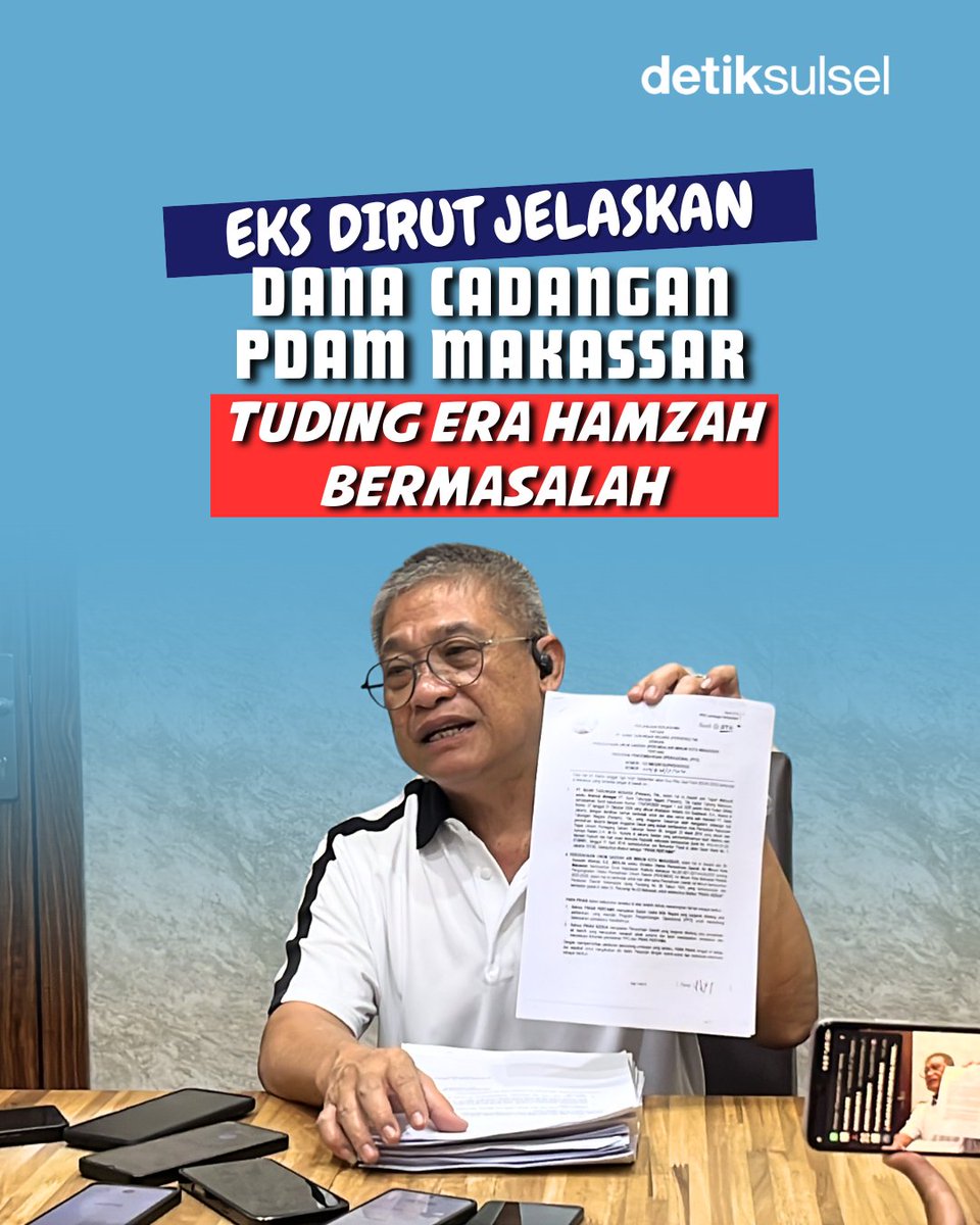 detiksulsel_'s tweet photo. Mantan Dirut PDAM Makassar, Beny Iskandar, menjelaskan terkait dana cadangan yang diselidiki Kejati Sulsel.

Ia jelaskan masalah PPOB dan dana deposito.

#PDAMmakassar #danacadangan #kejatisulsel #makassar #detikSulsel https://t.co/oPUPoWOCye