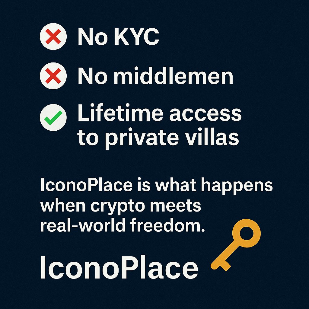 IconoPlace's tweet photo. ❌ No KYC
❌ No monthly fees
✅ Lifetime access to luxury homes

Welcome to IconoPlace — the first real-world lifestyle powered by a token.

#DePIN #RealWorldAssets #Web3Travel #ICONO https://t.co/0uosQtoWeD