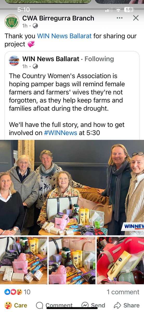 So proud of our Birregurra CWA team including my mom and big sister our Drought pamper packs for farming families has grown momentum 🥰🥰with the help of Win news Ballarat.
