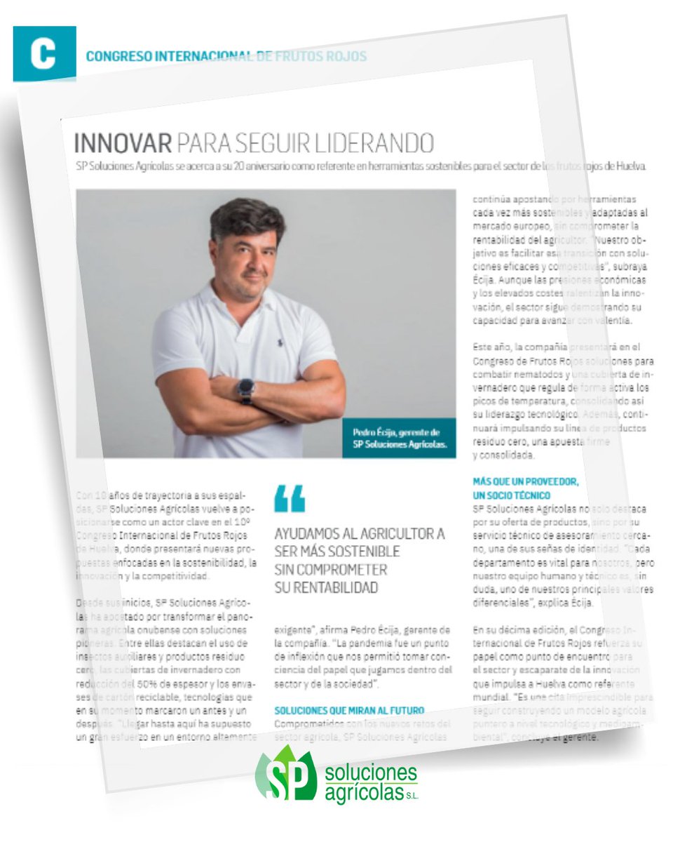 🔎 Ya puedes leer la entrevista a nuestro gerente en la <a href="/RevistaMercados/">Mercados</a> con motivo del #CongresoFrutosRojos. Hablamos de nuestra trayectoria, los retos del sector y cómo seguimos apostando por la #sostenibilidad sin comprometer la rentabilidad.

 P. 56 👉 bit.ly/3HNkgTY