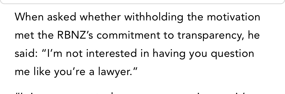 The defensive arrogance of Quigley - acknowledging he lied but refusing to answer questions - is just incredible.

How is he still in office?

interest.co.nz/public-policy/…