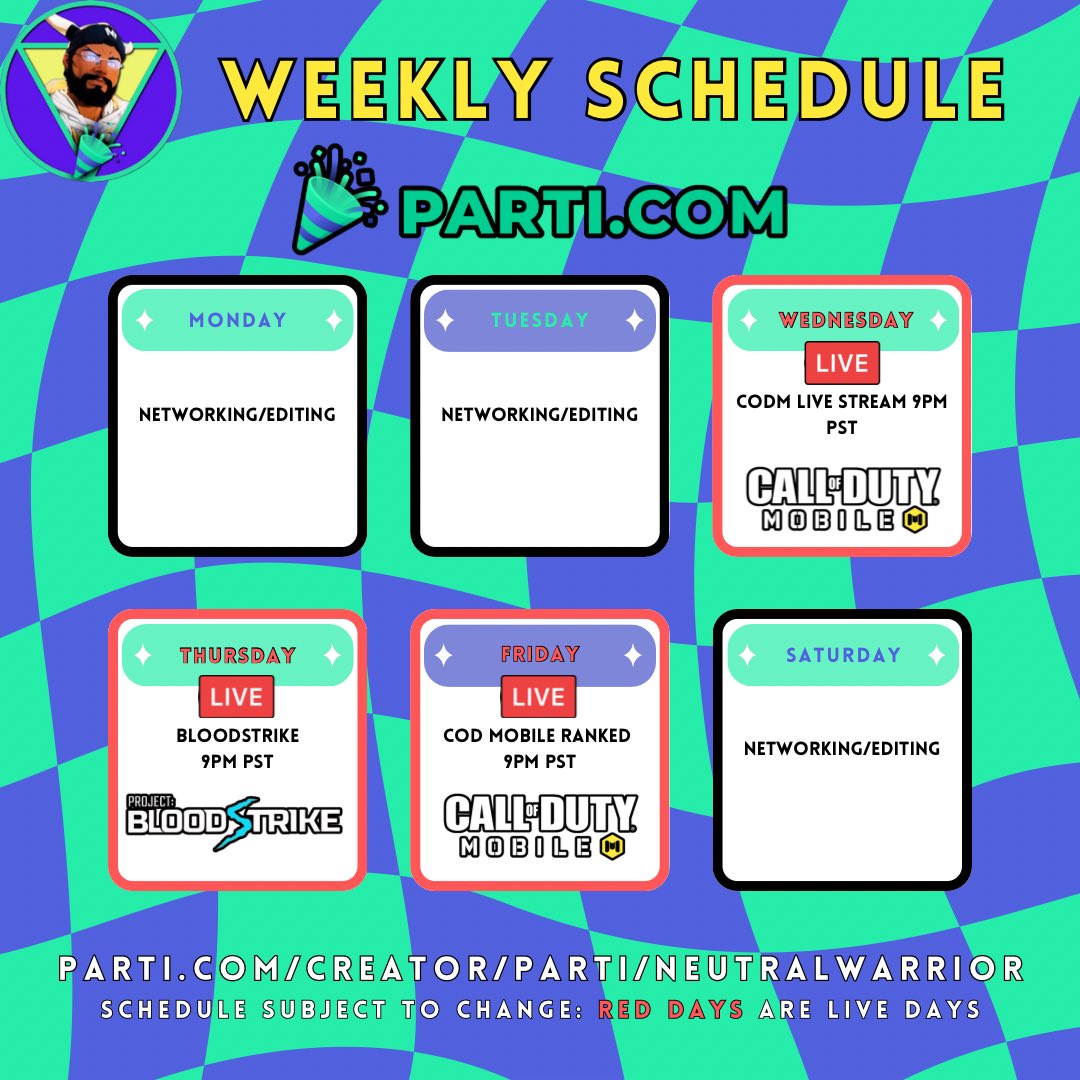 This week’s streams on <a href="/jointheparti/">🎉PARTI.COM</a> 😁💜✝️