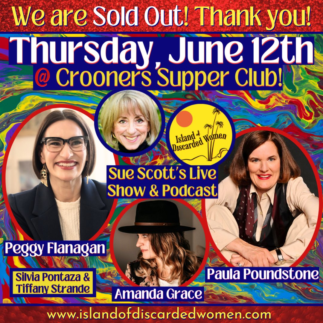 IODWPodcast's tweet image. As we stand up for the right to peacefully speak up & speak out for what we believe in, I'm so looking forward to sharing energy with our guests, @LtGovFlanagan, @paulapoundstone and Amanda Grace this Thursday at @CroonersMN!
Podcast episode of this live show will be out in July!