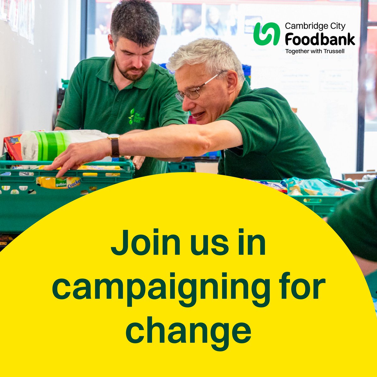 A single voice may not be heard, but a collectively we can achieve real change.

Together, we will, end the need for food banks in Cambridge. Got an idea for change? Get in touch: cambridgecity.foodbank.org.uk/support-us/cam…

#Cambridge #Foodbank