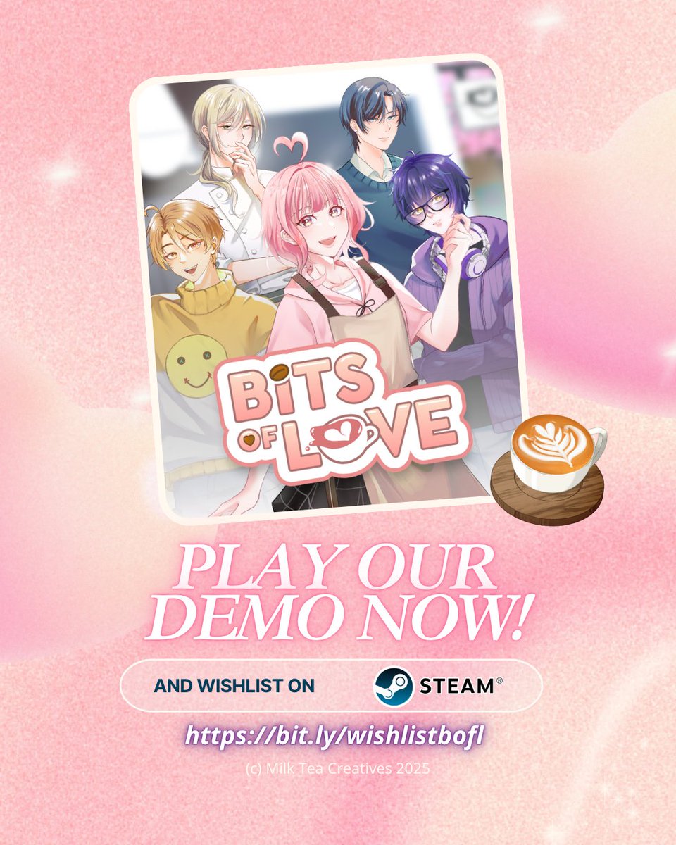 milkteacreative's tweet photo. Get to know Axel, our flirty and charming Maître Pâtissier at Bits Cafe! Play the demo now to catch him in action with the customers. 😙🍰

#AxelEntman #BitsOf #BitsofLoveGame #BoFL #VisualNovel #IndieGameDev #IndonesianGameDev #GameDeveloper #BoFLDiary #IndieGame #MainGameLokal https://t.co/PquJUVUNT8