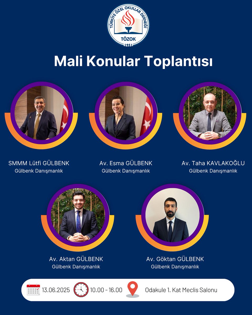 Derneğimiz tarafından kurucu, kurucu temsilcisi, genel müdür ve mali danışmanlara yönelik olarak 13 Haziran 2025 Cuma günü Odakule İş Merkezi’nin 1.kattaki toplantı salonunda SMMM Lütfi Gülbenk, Av. Esma Gülbenk, Av. Aktan Gülbenk, Av. Göktan Gülbenk ve Av. Taha Kavlakoğlu’nun