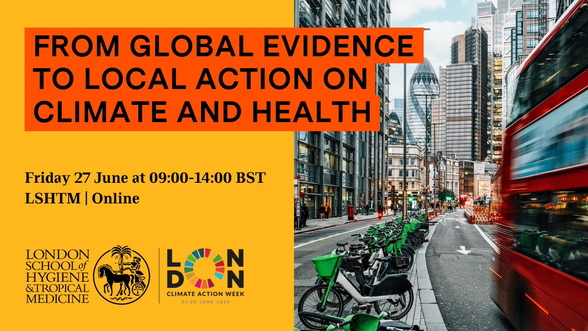 LSHTM_Planet's tweet image. 📣LSHTM at London Climate Action Week
🌎Join us on 27 June to discover how global evidence and local solutions can drive climate and health benefits - from sustainable cities to tackling super pollutants
🎟️Register now for this free event👉lshtm.ac.uk/LCAW2025
#LCAW2025