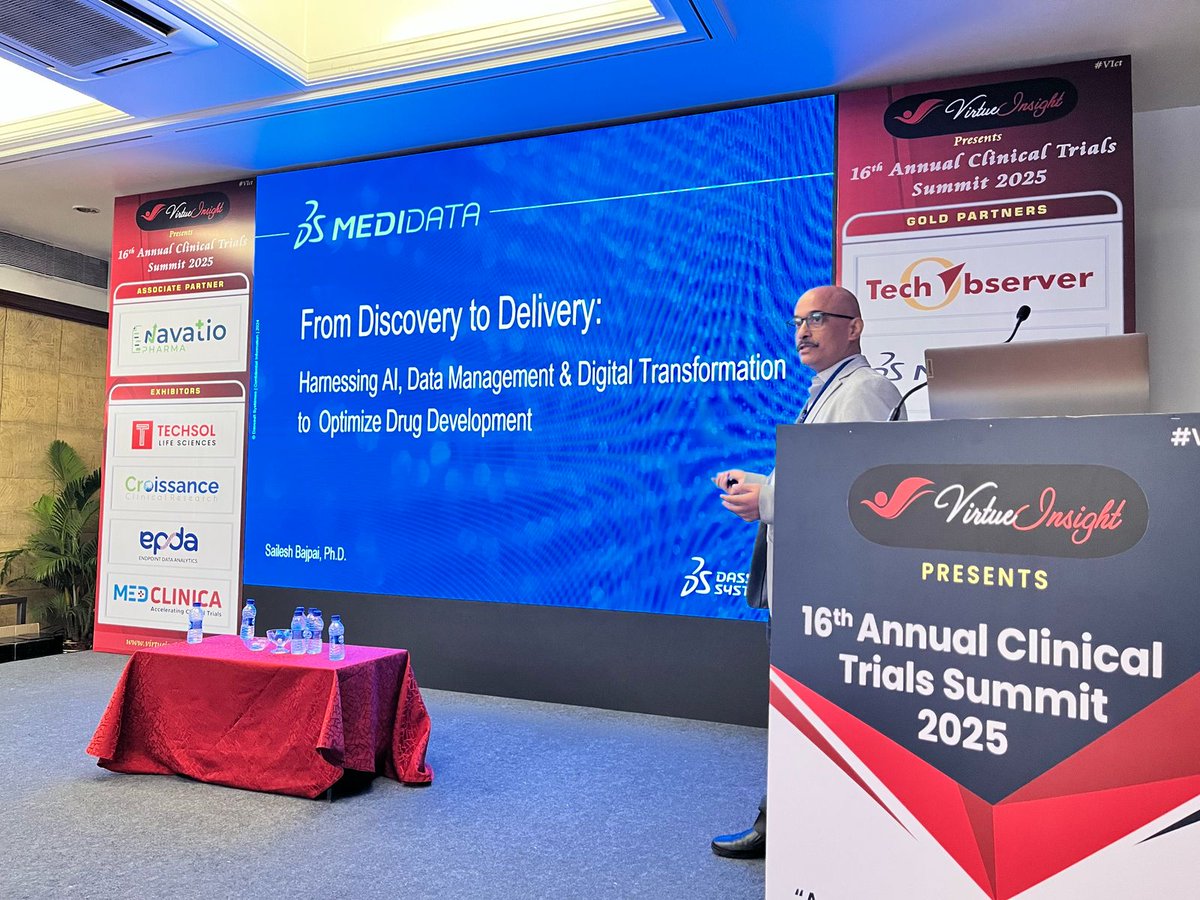 🎉 #Day1 of Virtue Insight’s #ClinicalTrials Summit 2025! Partner Session!! Our Key speaker SAILESH BAJPAI, Solution Consultant, <a href="/Medidata/">Medidata</a> , a <a href="/Dassault3DS/">Dassault Systèmes</a>  company is giving presentation on From Discovery to Delivery: Harnessing AI, Data Management &amp; Digital Transformation to