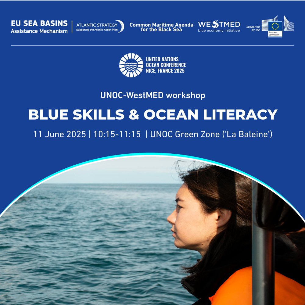 Interreg NEXT MED Programme 🇪🇺🌍 (@interregnextmed) on Twitter photo 🌊Join us today at United Nations Ocean Conference #UNOC3 in Nice for a session on #BlueSkills & #OceanLiteracy in the #Mediterranean.
Organised by <a href="/WestMedStrat/">WestMED Blue Economy Initiative</a>
10:15-11:15, Green Zone (‘La Baleine’ – Palais des Expositions de Nice), France-3 Oceans Pavilion 🌊Join us today at United Nations Ocean Conference #UNOC3 in Nice for a session on #BlueSkills & #OceanLiteracy in the #Mediterranean.
Organised by <a href="/WestMedStrat/">WestMED Blue Economy Initiative</a>
10:15-11:15, Green Zone (‘La Baleine’ – Palais des Expositions de Nice), France-3 Oceans Pavilion