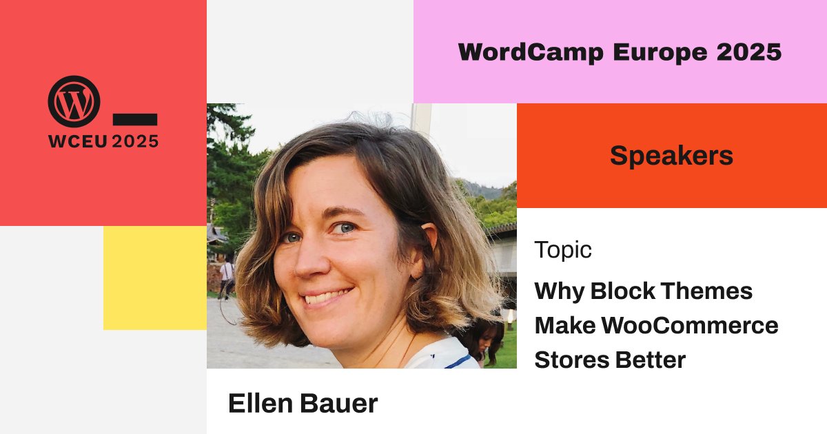 Birgit Pauli-Haack (next: #WordCamp Leipzig) (@bph) on Twitter photo #WCEU Ellen Bauer's talk "Why Block Themes Make #WooCommerce Stores Better" is now available on WordPressTV wordpress.tv/2025/06/07/why…
<a href="/ellenbauer/">Ellen Bauer</a> #WCEU Ellen Bauer's talk "Why Block Themes Make #WooCommerce Stores Better" is now available on WordPressTV wordpress.tv/2025/06/07/why…
<a href="/ellenbauer/">Ellen Bauer</a>