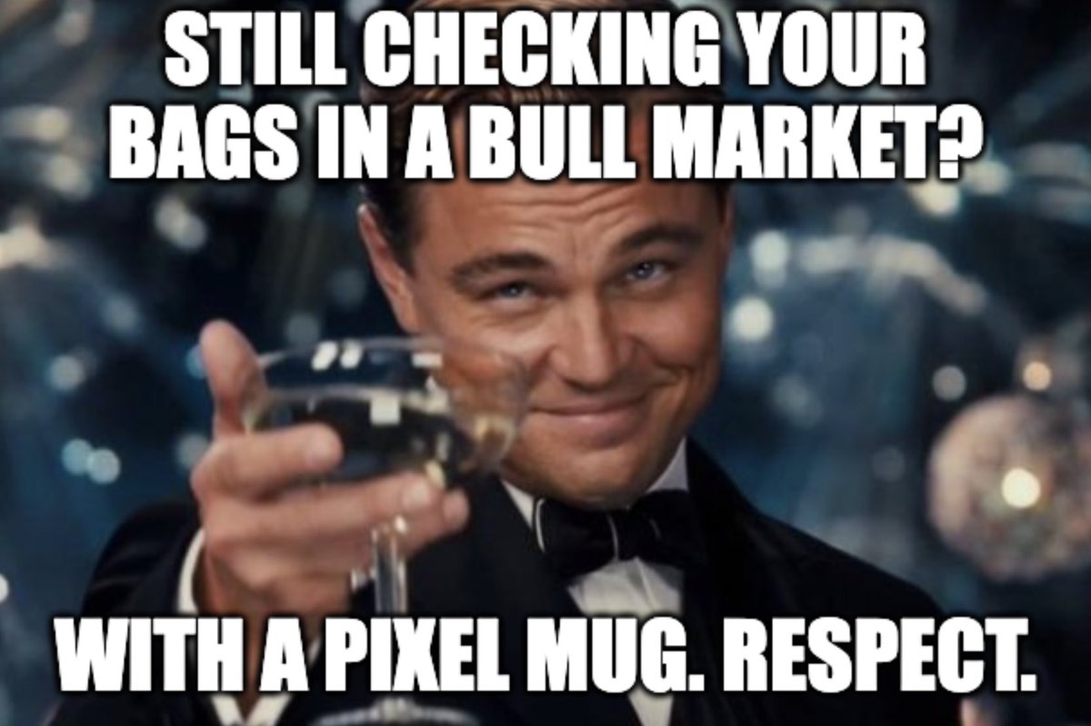 UNIVOICE_'s tweet image. Still checking your bags in a bull market?
 Do it with class.
 Do it with a Pixel Mug. ☕📈
 #PixelMug #BullMarketEnergy
