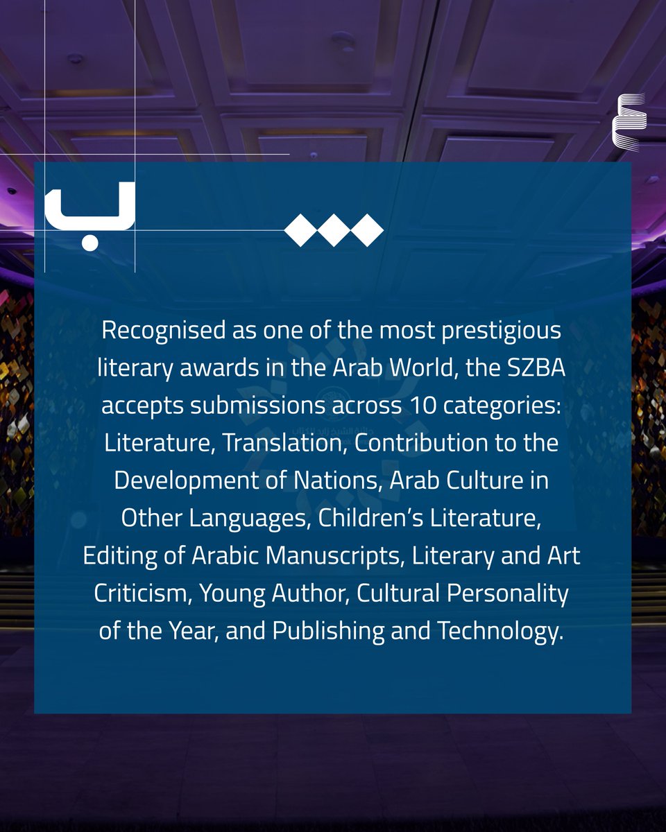 AbuDhabiALC's tweet image. The @ZayedBookAward, organised by the #ALC, opens the nominations period for its 20th edition, accepting applications until the 1st of September 2025, coinciding with the 20-year anniversary of the Award’s establishment.

For more details, please visit the link:…