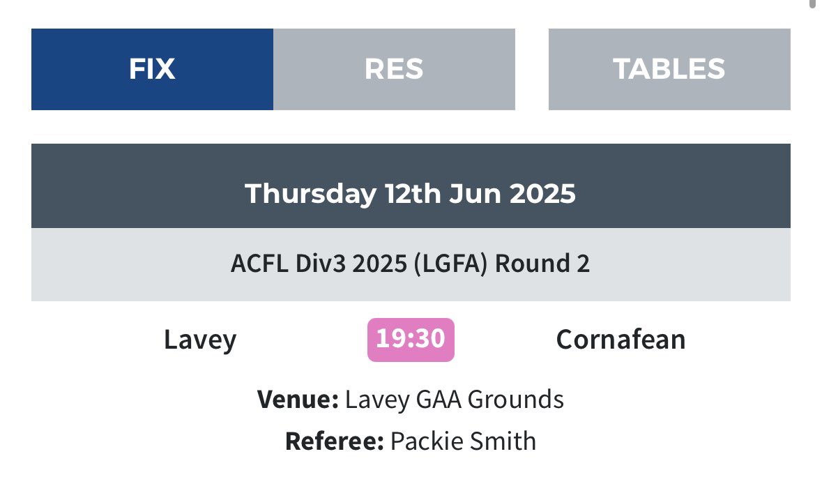 Adult League game against Cornafean tomorrow evening in Lavey at 7.30pm. Please get out to support the ladies 🖤🤍