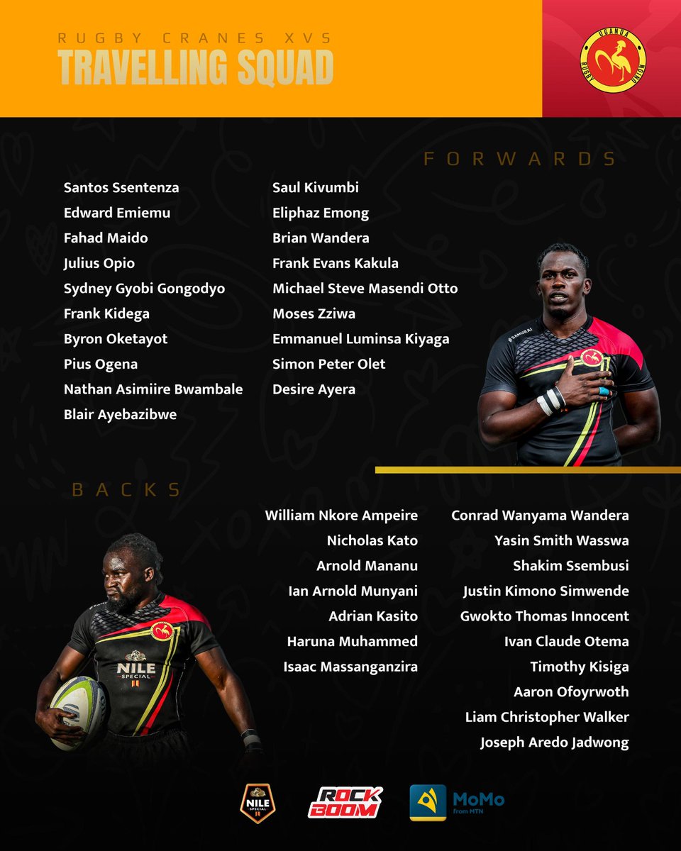 The <a href="/RugbyCranes/">Uganda Rugby Cranes</a> are off to Southern Africa for a prep tour ahead of Rugby Africa Cup 2025.

With three competitive fixtures and elite training camps lined up, we wish the entire squad and management team a successful tour. 🇺🇬

#RugbyAfrica
#UgandaRugby
#RugbyAfricaCup2025