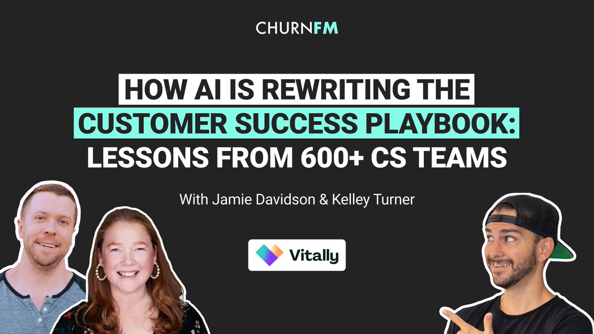 This week on the show we have Jamie Davidson, CEO &amp; Co-Founder, and Kelley Turner, SVP of Global Customer Success at <a href="/vitally_io/">Vitally</a> 

In this episode, Jamie and Kelley shared how AI is transforming customer success across 600+ companies. Click to listen: churn.fm/episode/how-ai…