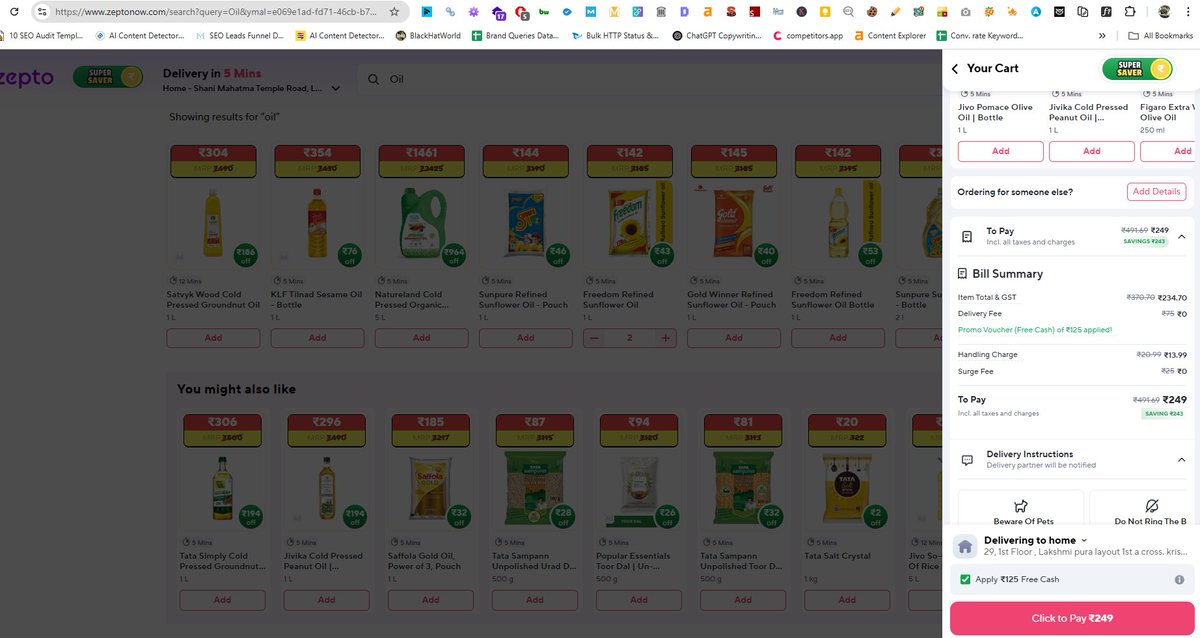 gsvnaresh's tweet photo. @ZeptoNow Hey @ZeptoNow 👋
There seems to be a billing issue. Before applying ₹125 Free Cash, the amount was ₹299. After applying, it dropped to ₹249 — not ₹199 as expected.
Screenshots attached for reference. Please look into this.
#Zepto #BillingIssue #CustomerSupport https://t.co/UWKwAYbyYR