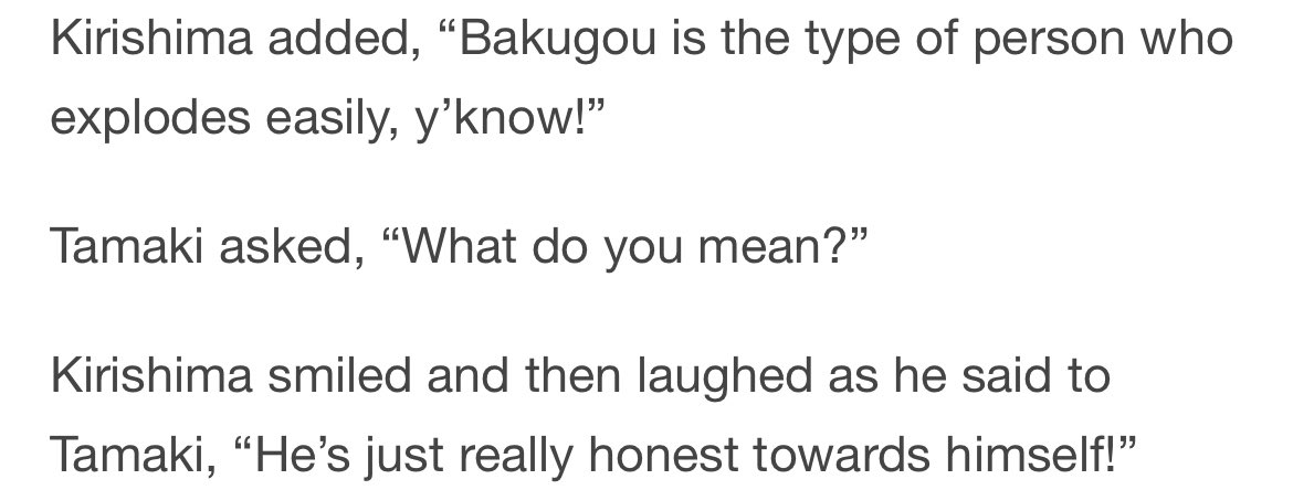 banhoji's tweet photo. this canonically being kirishima about bakugo my heart BURNS https://t.co/mccmTjlxNf