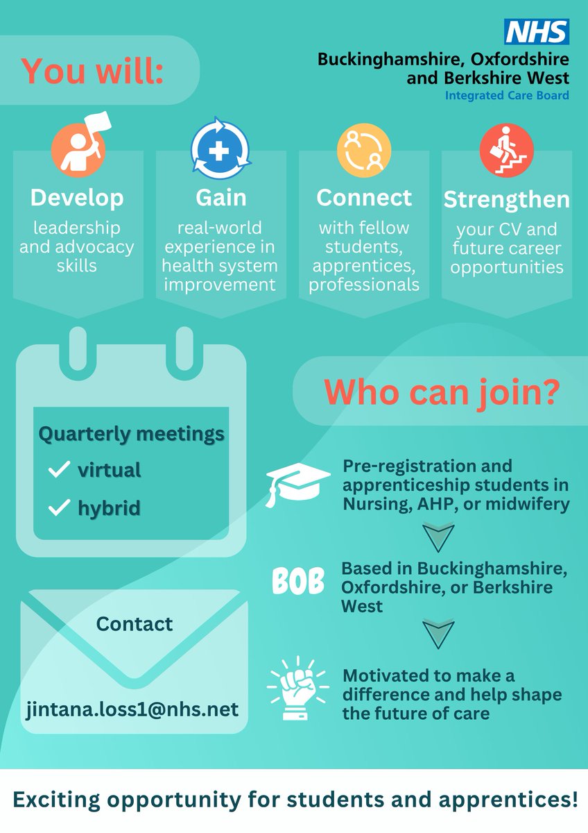 🌟 Join the BOB ICB Student Think Tank! 🌟

Be heard.
Be empowered.
Be the change.
Join the BOB ICB Student Think Tank today!

#BOBICB #StudentVoice #HealthCare #FutureProfessionals #BeTheChange