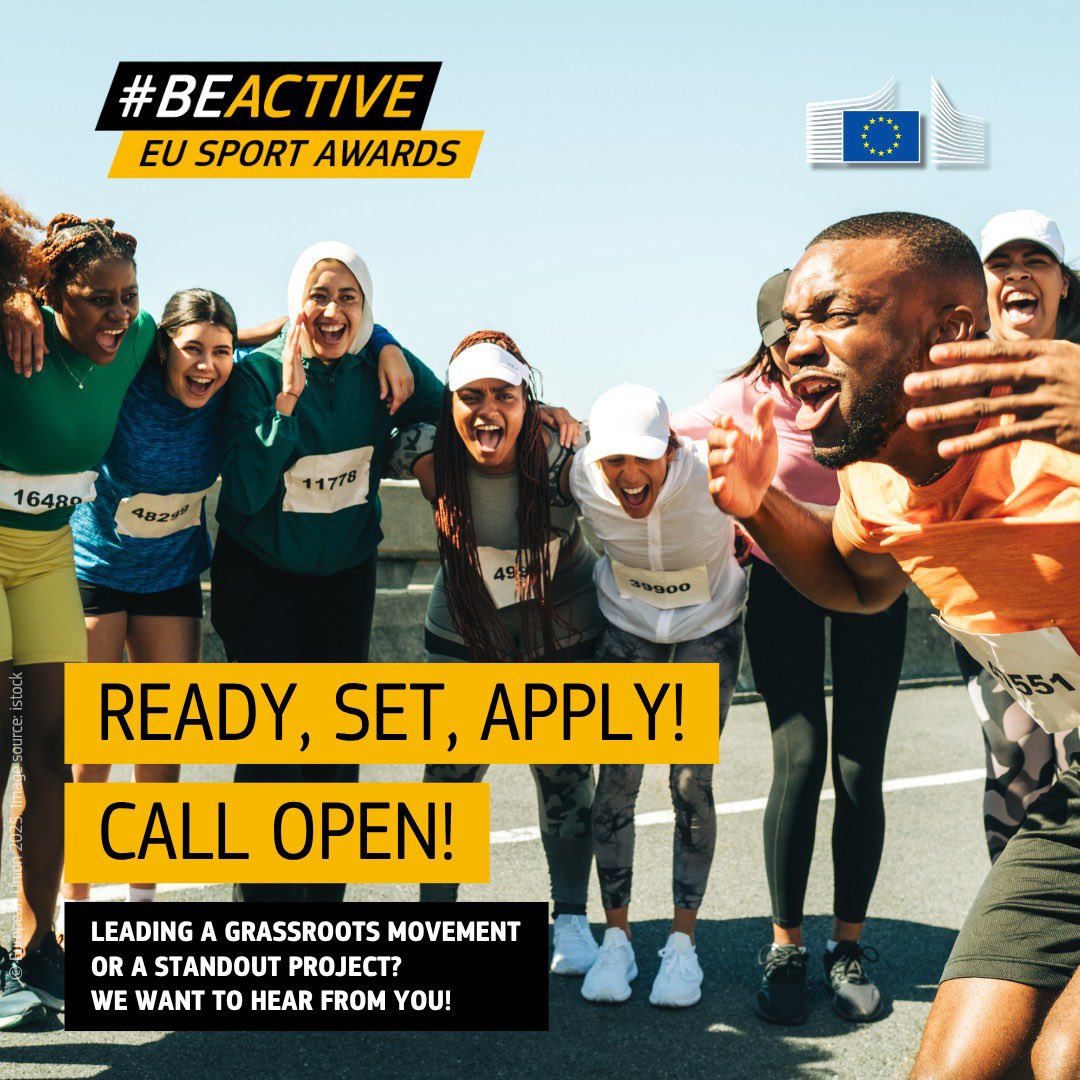 The #BeActive EU Sport Awards are back — €125,000, will be presented to 1 winner and 2 finalists in each category. 

From inclusion to peace, volunteering to intergenerational solidarity — we’re recognising projects that move people and communities.

If your initiative brings