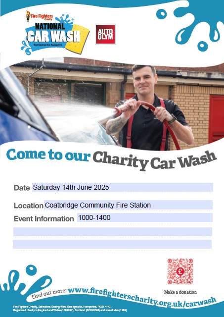 SFRS Lanarkshire (@sfrs_lan) on Twitter photo Looking to get your car sparkling clean while helping a good cause? 🫧🚗Pop into Coatbridge Fire Station car wash on Saturday, 10am - 2pm.
Car wash by donation, all going to the <a href="/firefighters999/">Fire Fighters Charity</a> 🙂🚒 Looking to get your car sparkling clean while helping a good cause? 🫧🚗Pop into Coatbridge Fire Station car wash on Saturday, 10am - 2pm.
Car wash by donation, all going to the <a href="/firefighters999/">Fire Fighters Charity</a> 🙂🚒