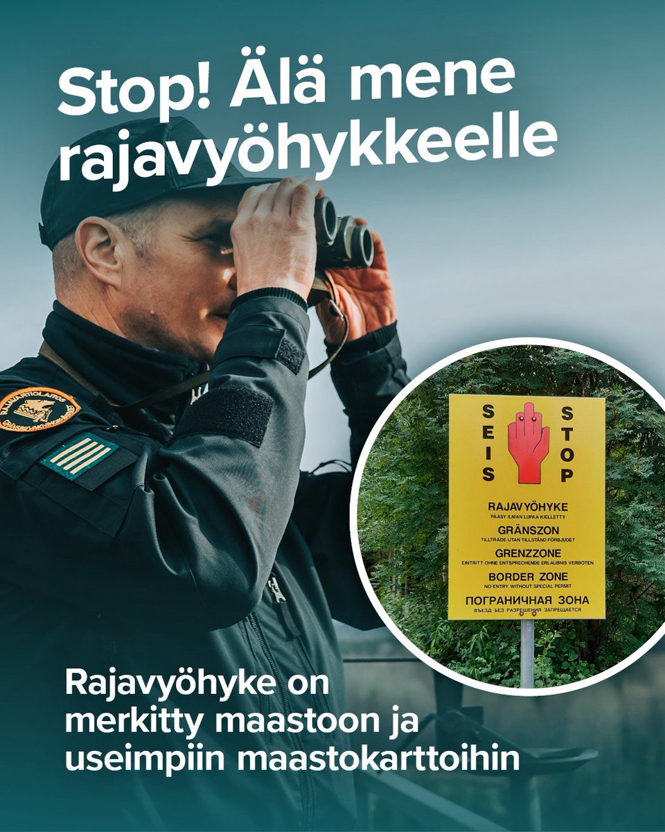 Suomen itärajalla on rajavyöhyke. Vyöhyke helpottaa rajan valvomista, ja siellä kulkeminen ilman lupaa on rangaistavaa. Vyöhyke on merkitty maastoon keltaisilla merkinnöillä. Se löytyy myös useimmista maastokartoista. Varothan ettet vahingossa harhaudu rajavyöhykkeelle.