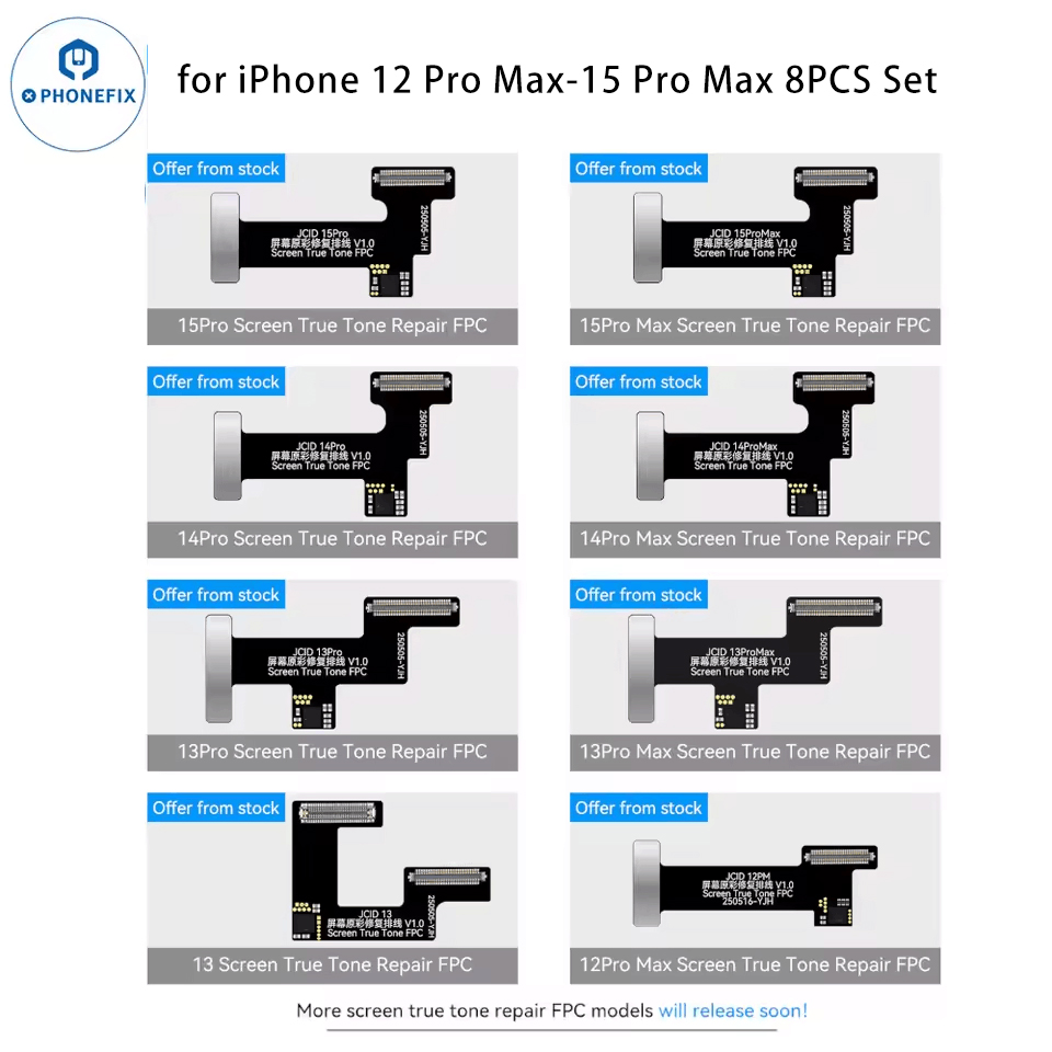 vipprogfixphone's tweet image. JCID iPhone Screen True Tone Repair FPC Cable for iPhone 12-16 Pro Max screen true tone data read write and repair. 
#JCID iPhone Screen #True #Tone #Repair FPC: bit.ly/4kEuFjD

#iPhoneScreen #iPhoneTrueTone #iPhone16ProMax #iPhone15 #diyfixtool #phonefix #iPhone14