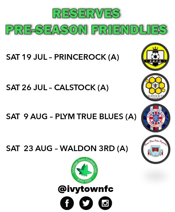 Ivybridge Ressies pre-season friendlies