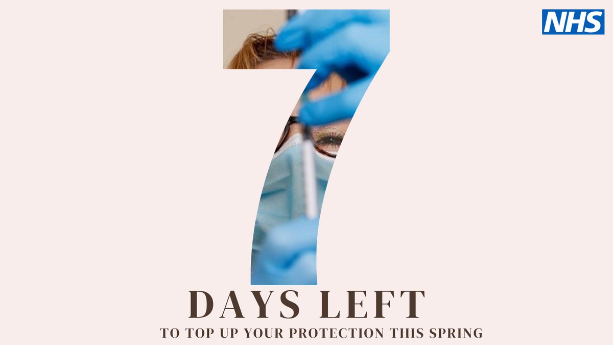 One week left! Time is running out to get your free COVID-19 vaccine.

Protect yourself and others this spring. The vaccine provides vital protection against different strains of COVID-19.
 
Find information on local clinics: ow.ly/mqgZ50W5lPy

#SpringVaccs