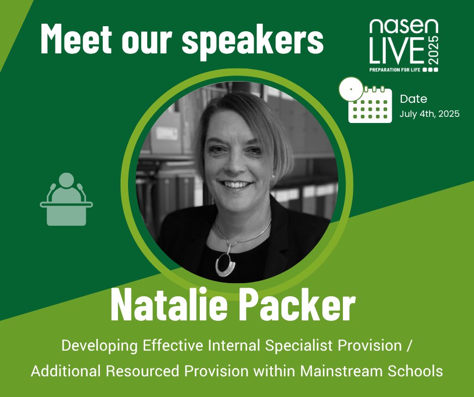 nasen (@nasen_org) on Twitter photo Join <a href="/NataliePacker/">Natalie Packer</a> at #nasenLIVE2025 for expert guidance on developing and enhancing specialist provision in mainstream settings.
🔗 Book now: nasen.org.uk/events/nasen-l…
#SEND #InclusiveSchools #CPD Join <a href="/NataliePacker/">Natalie Packer</a> at #nasenLIVE2025 for expert guidance on developing and enhancing specialist provision in mainstream settings.
🔗 Book now: nasen.org.uk/events/nasen-l…
#SEND #InclusiveSchools #CPD